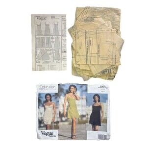 1990s Calvin Klein Vogue Pattern 2900 Bustier Dress Sz 6-8-10 Cut Complete Rare